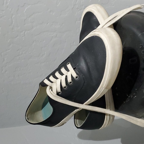 MENS SEAVEES LEGEND TUMBLED LEATHER SHOES BLACK SNEAKERS SIZE 9 - Picture 1 of 11